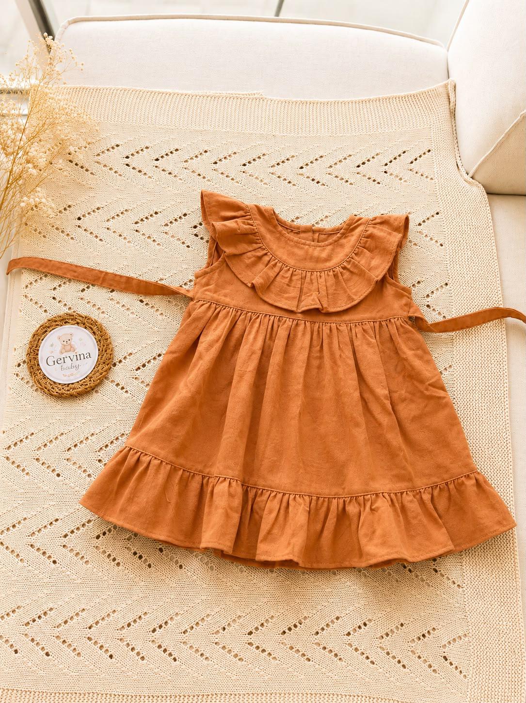VESTIDO VOLADOS LADRILLO NENA